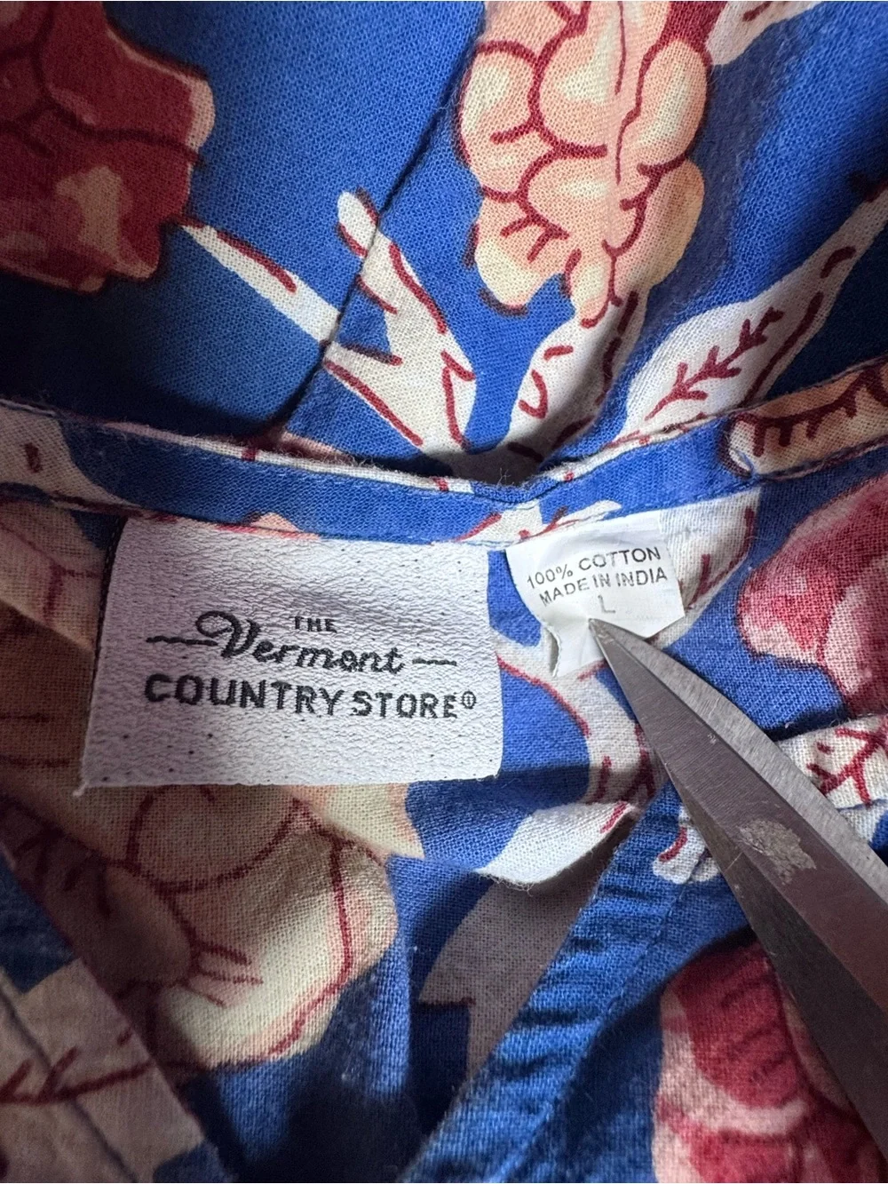 Vintage Vermont Country Store Blue Prairie Floral Mumu Lounge House Dress Sz L - Picture 8 of 10